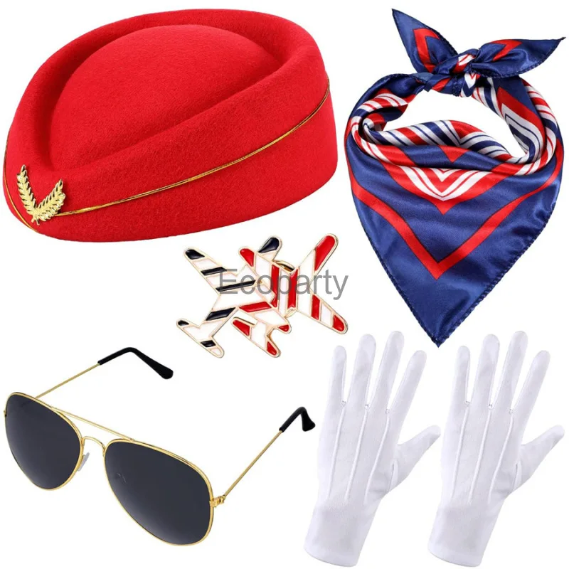 2024 женские аксессуары для костюма стюардессы Хэллоуина Женская летная