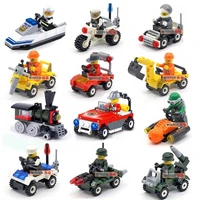 original mini transportation assembled models blocks car compatible small building block city police plane bricks toys kid gift