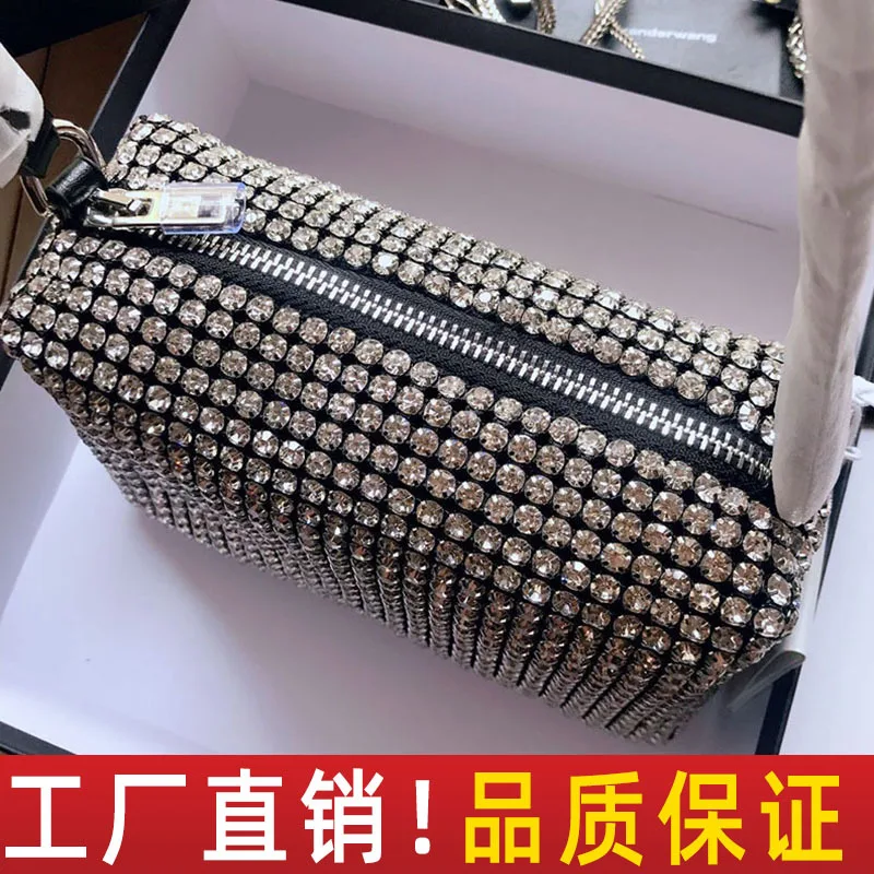Popular AW Wang Rhinestone Handbag 2022 new trendy diamonds bag crossbodybbag shining party clutch luxury brand design