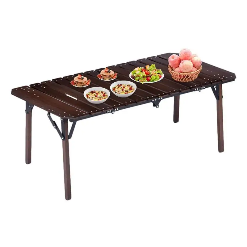 

Folding Camping Table Wooden Portable Camp Kitchen Table Camping Essential Grilling Folding End Table Collapsible Utensil Tables