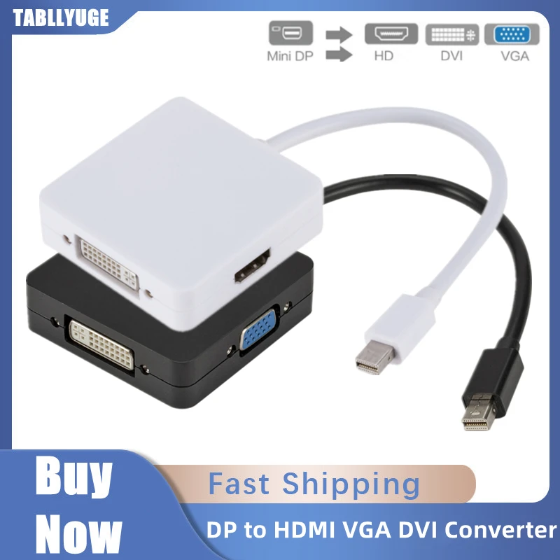3 in 1 Mini DP Display Port to HDMI-compatible VGA DVI Adapter Mini DP Cable Converter For MacBook Pro Air Lenovo Microsoft