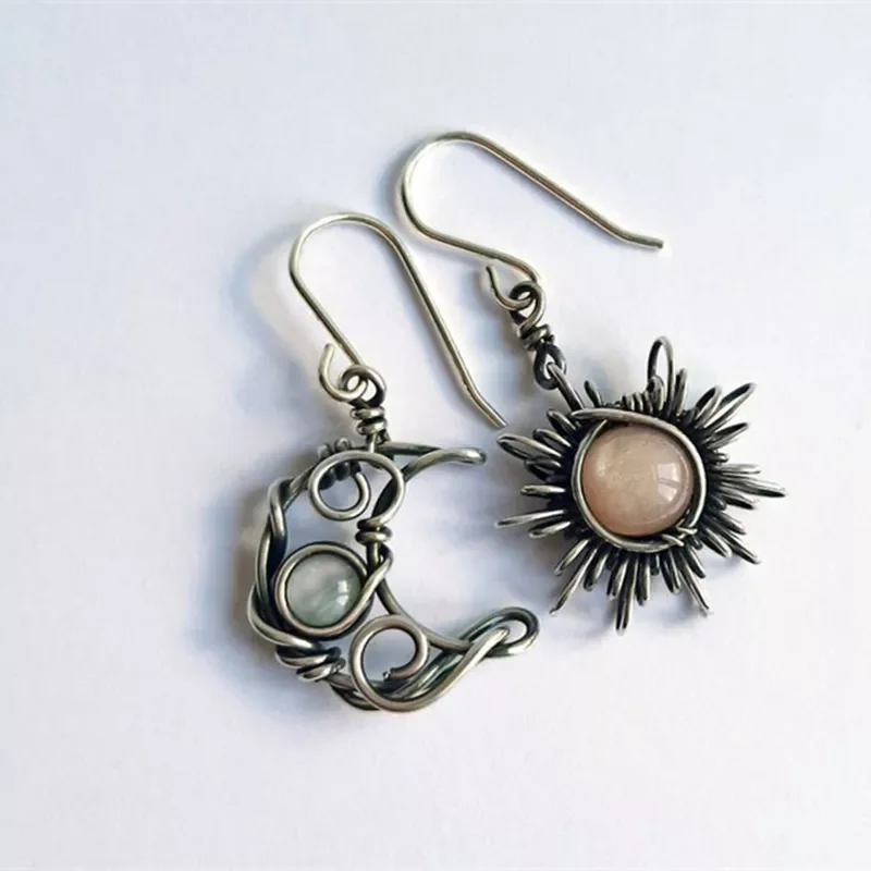 

Bohemia Sun and Moon Earrings Silver Color Crystal Drop Earrings Women Female Boho Fashion Jewelry Gift for her
