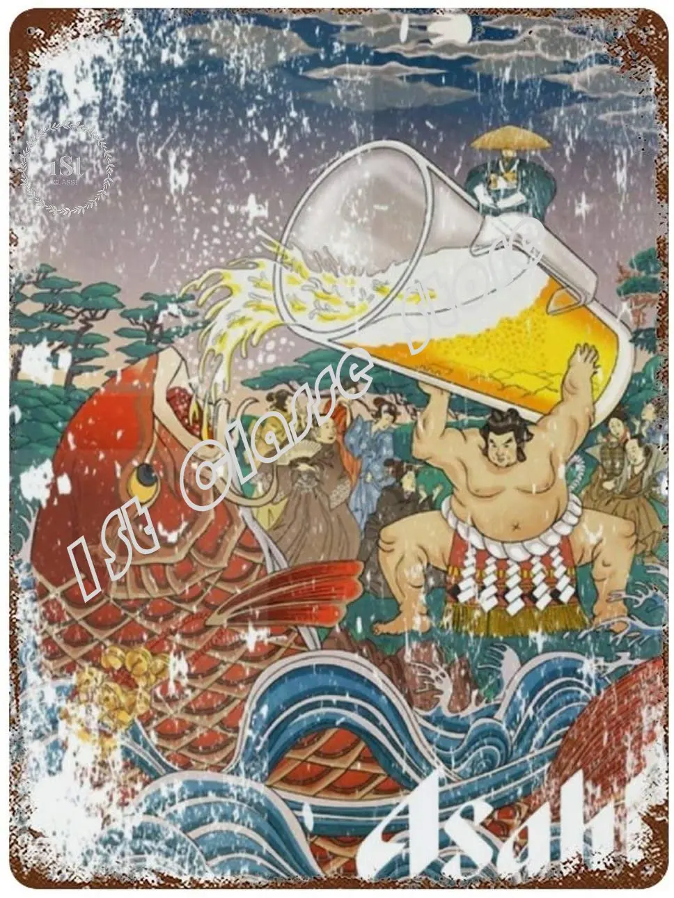 

Tin Sign Sumo Vintage Japanese Beer Poster Print Club Room Bar Cafe Vintage Personalise Art Wall Decoration Metal Sign 8x12inch