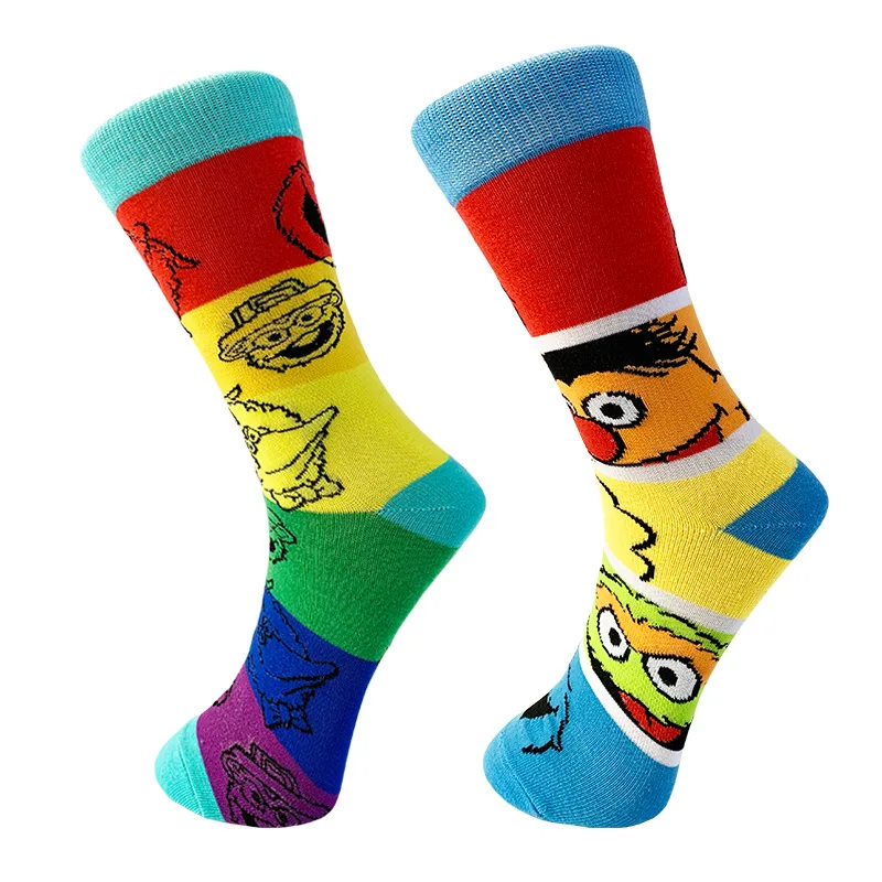 

Sesame Street Woman Sock Kawaii Printing for Women Socks Fashion Movement Couples Sox Casual College Style Spring Summer Socken