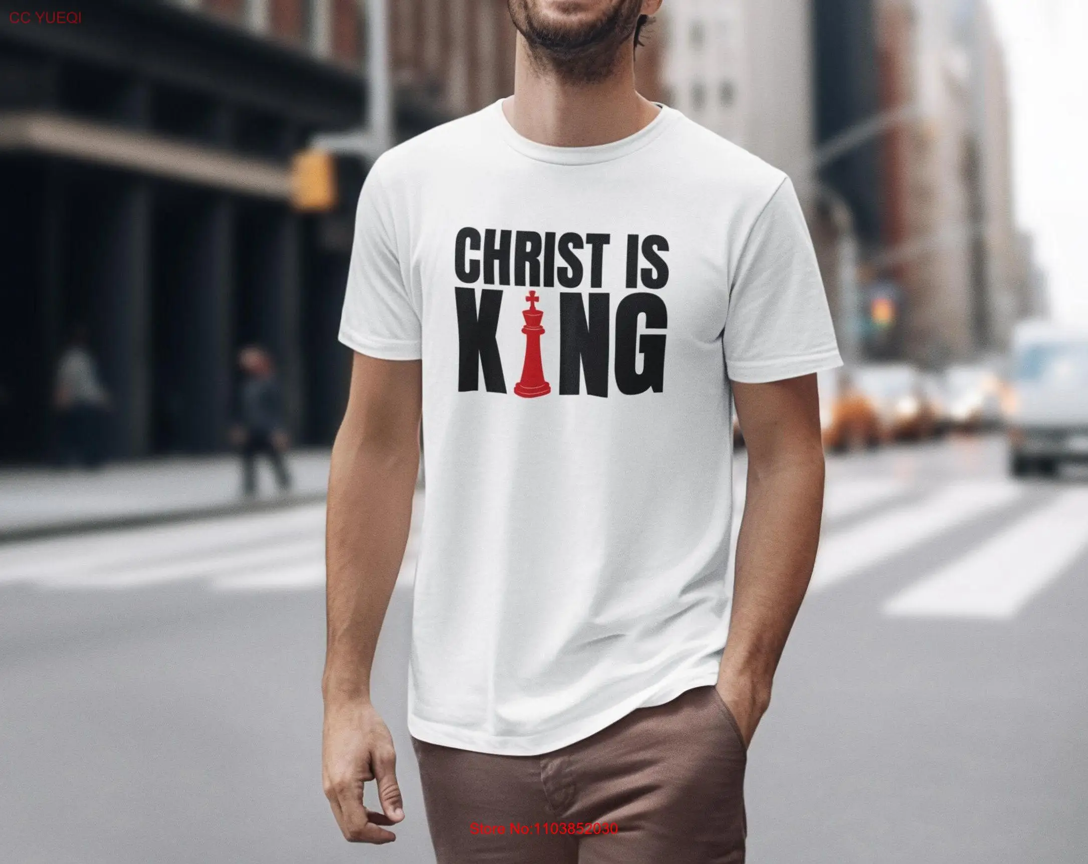 Футболка CHRIST IS KING с христианскими шахматными мотивами Иисуса в мягком стиле