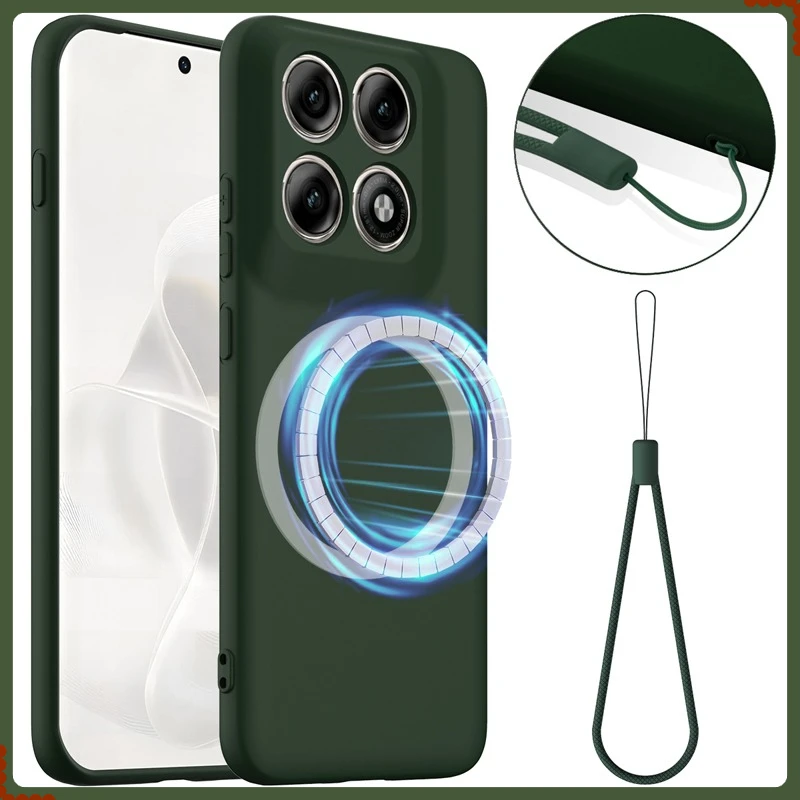 Фото Чехол ELVEV для Motorola Moto Edge 70 Pro Plus 5G, магнитный, мягкий, из премиального силикона, с флокированным внутренним слоем и ремешком, чехол для телефона №1
