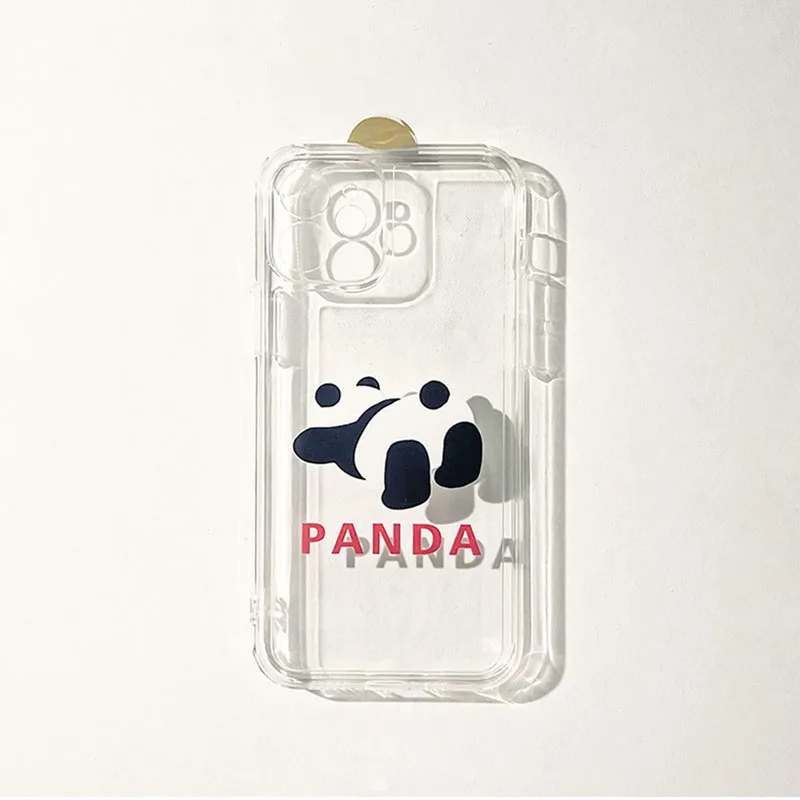 

For Apple Iphone 6 6S 7 8 Plus X XS XR 11 Pro Max 12 13 Mini Case Clear Transparent Panda Cute Cartoon Back Soft Silicone Cover