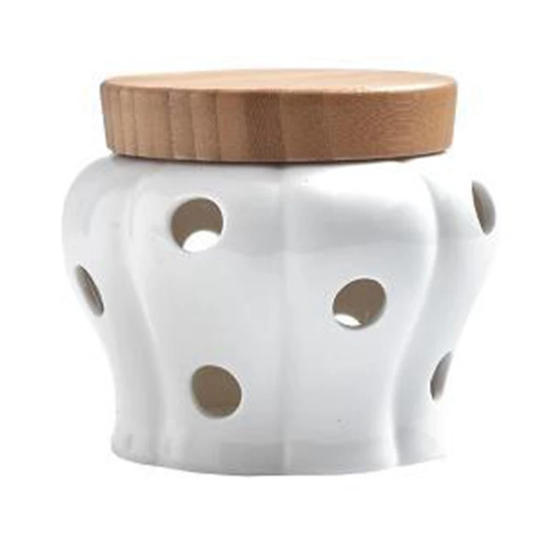 

Storage Cans Garlic Ginger Storage Tank Jar Bamboo Cover Kitchen Organizer Tools Home Decoration Accessories