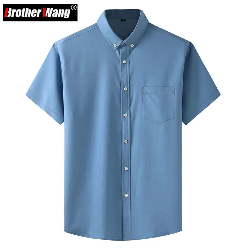 

Summer Thin Men's Plus Size Short-sleeved Denim Shirt Fashion Casual Classic Loose Shirt Male Brand Clothes 6XL 7XL 8XL 10XL