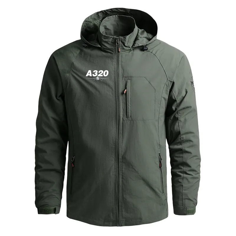 

New Zipper Casual Outdoor Military Hooded Jacket for Men Clothing Flight Airbus A320 Waterproof Windbreaker Man Coat Jackets