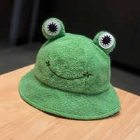 2022 fashion cute frog bucket hat for women fall winter outdoor warm panama cap fishing fisherman hat casual foldable warm hat