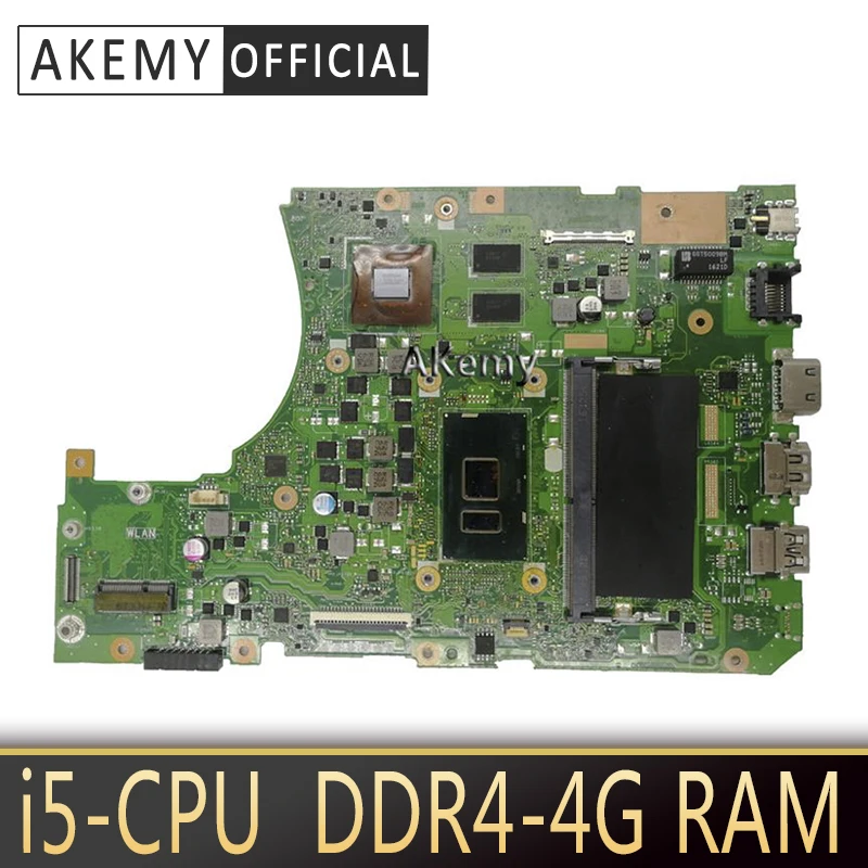 

Akemy X556UV материнская плата для ноутбука DDR4-4G оперативная память I5-CPU для ASUS X556UQ X556UB X556UR X556U X556 тестовая материнская плата X556UV материнская плата