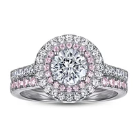 ly 2 pcs womens wedding engagement ring sets 0 8 ct solid 925 sterling silver victorian style pink side aaaaa cz luxury jewelry