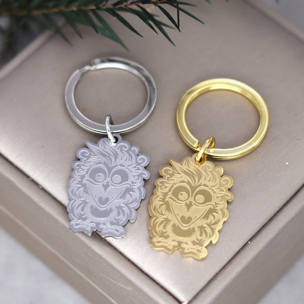 Милый мультяшный бриллиант брелок для ключей кольцо колье из нержавеющей стали