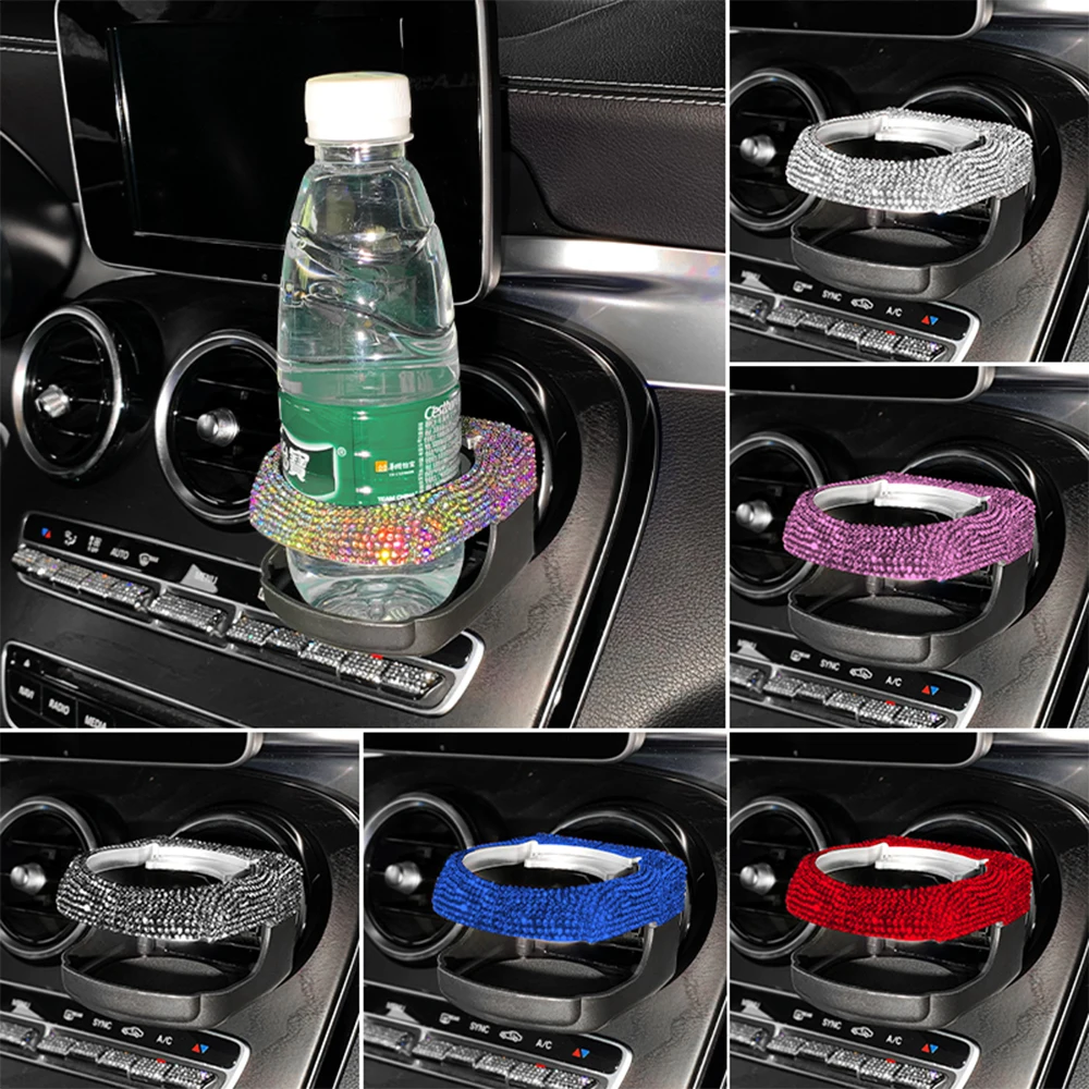 

Bling Rhinestone Drilled Front Air Outlet Water Cup Holder Drink Holder for Ashtray Water Cup Kettle Car Accessories