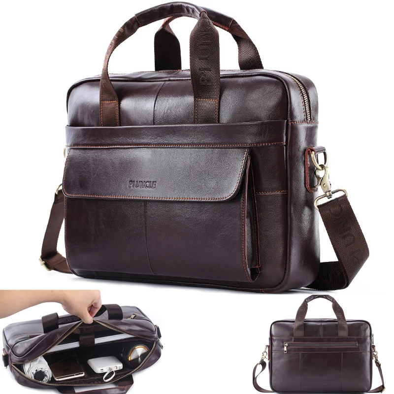 

Men Top Layer Cowhide Genuine Leather Shoulder Bags Business Retro Waterproof Crossbody Travel Sling Messenger Pack for Male