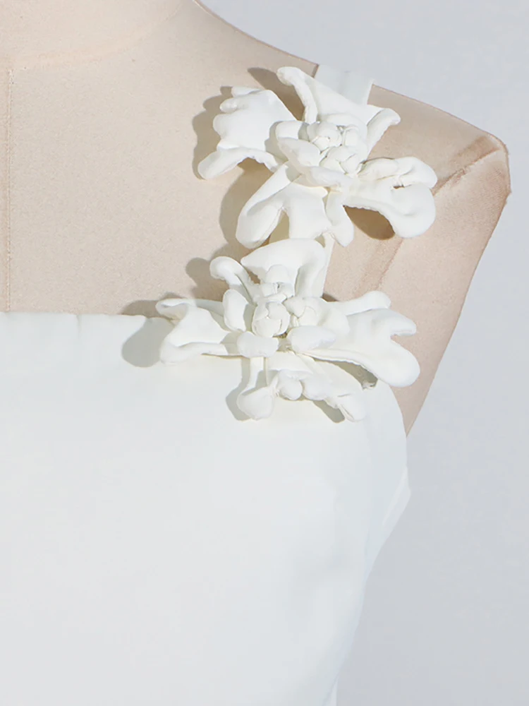 Женский комплект из двух предметов Белый Топ без рукавов с квадратным вырезом и