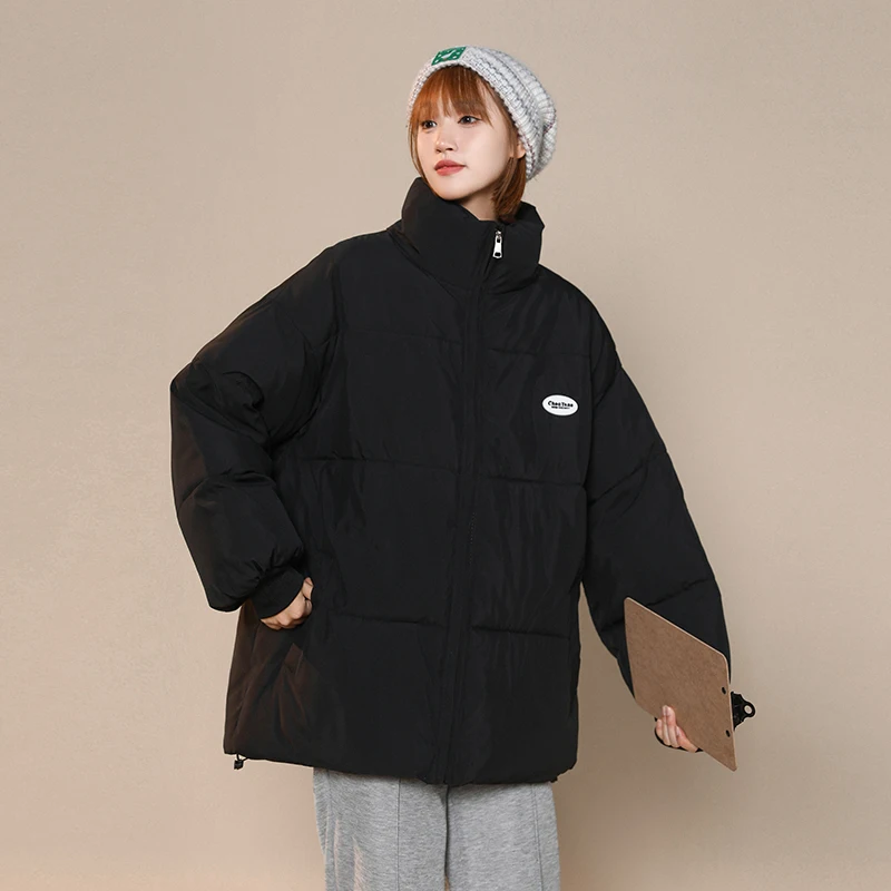 Winter Jackets Women Parkas 2022 New Snowsuit Fashion Long Sleeves Loose Korean Coats Solid Casual Female Bread Clothes