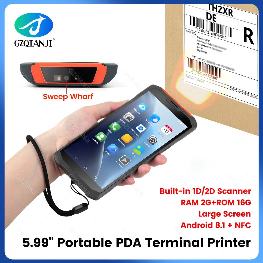 Android 8.1 PDA Rugged Handheld Terminal Data Collector 1D 2D QR Barcode Scanner Reader Inventory Wireless 4G GPS NFC POS PDA