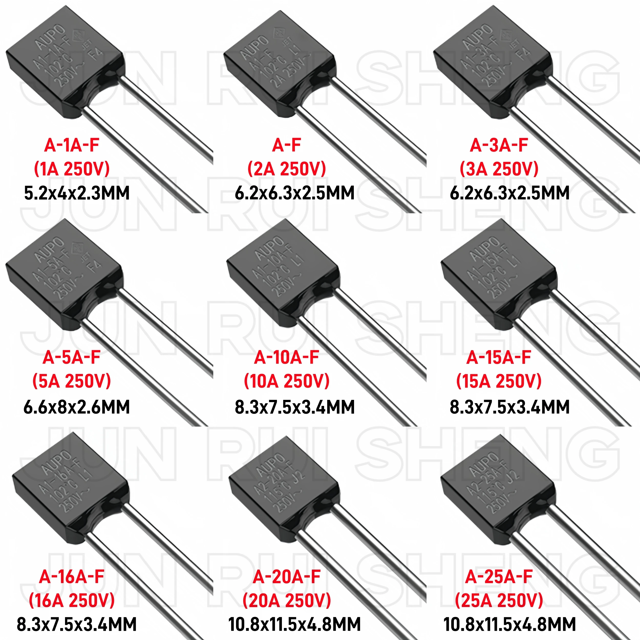 10 шт. AUPO оригинальное 102C 1A 2A 3A 5A 10A 15A 250V температурный предохранитель RH TF 102 C градус