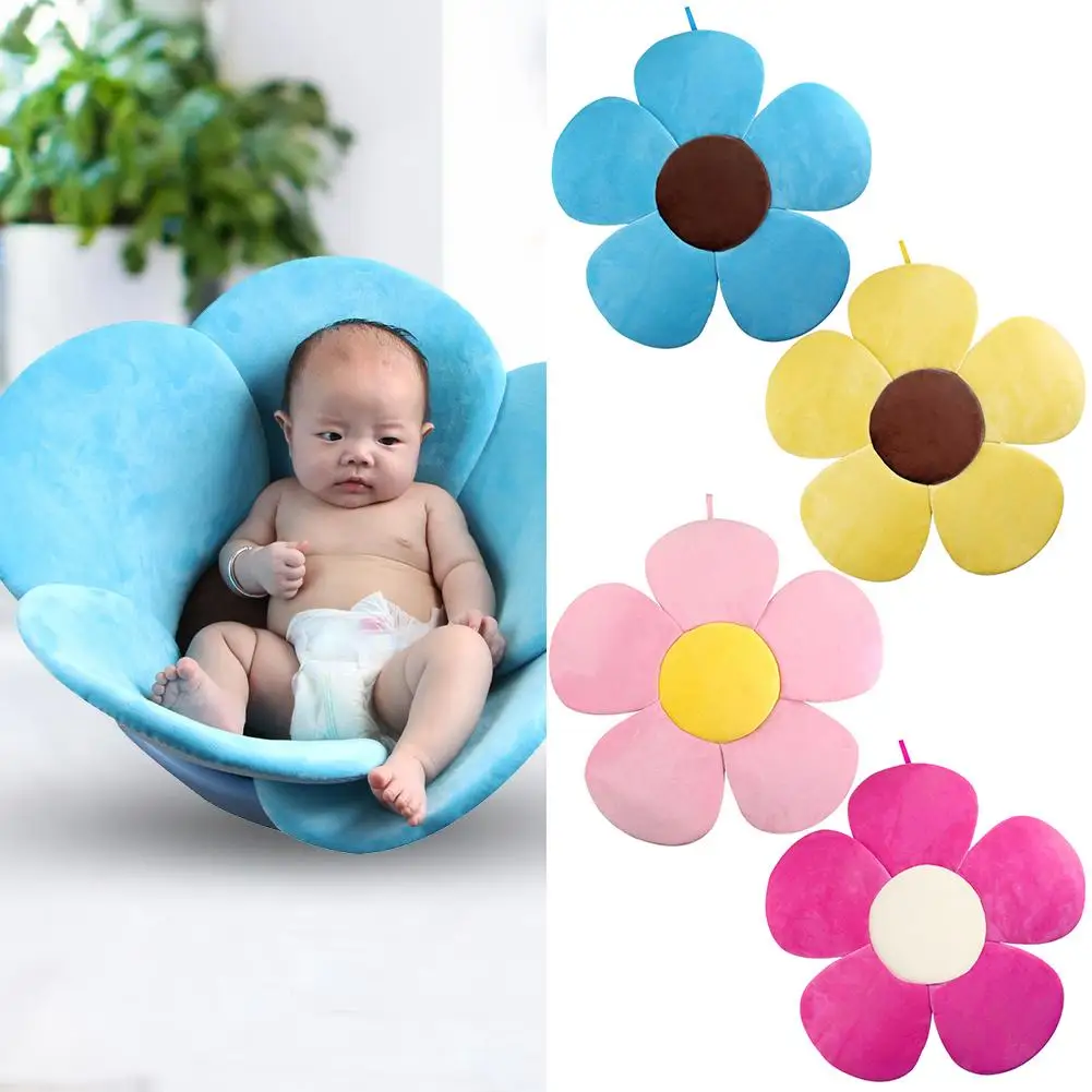 

Newborn Baby Bathtub Mat Foldable Flower Ultra Soft Short Plush Blooming Flower Bath Support Cushion 80 cm in Diameter