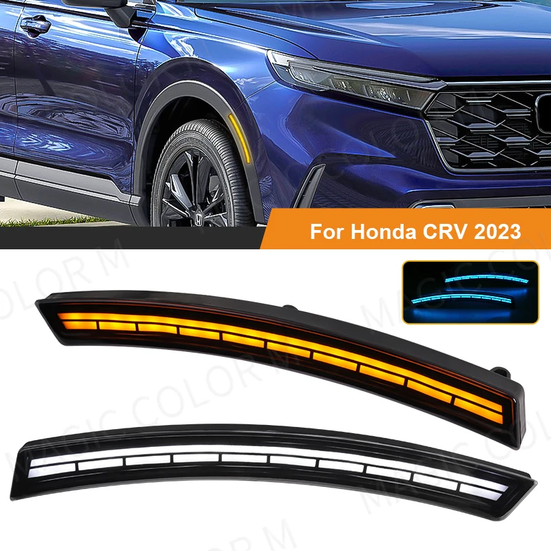 

LED Side Marker For Honda CRV CR-V 2023 2024 Car Wheel Arch Eyebrow Light Front Fender Driving Turn Signal White Yellow Blue 12V