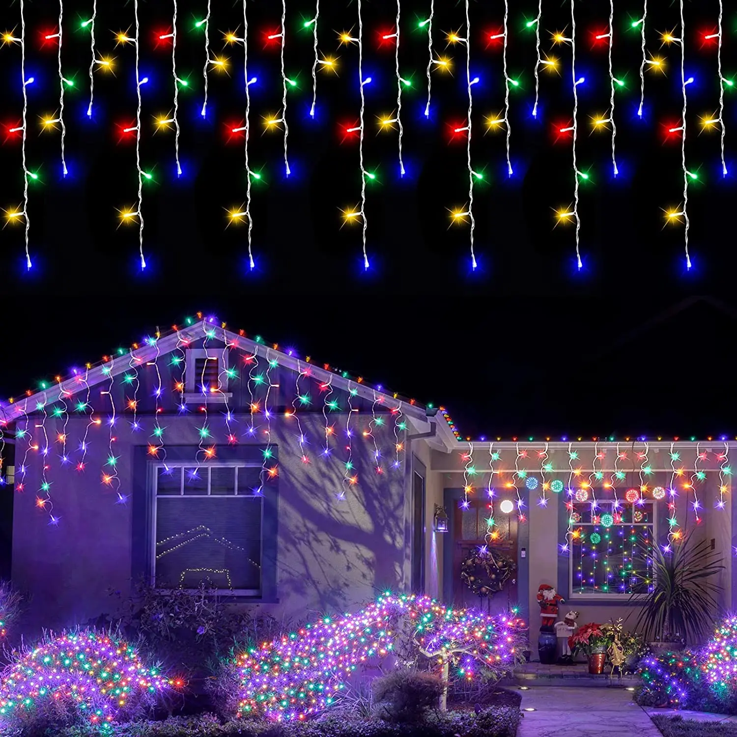 

Led Lights Christmas Decorations for Home Garden Outdoor Droop 0.4-0.6m Curtain Icicle String Lights Street Garland on The House