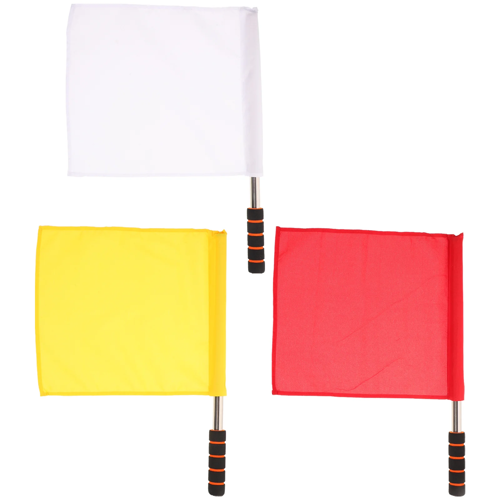 

3 Pcs Referee Flag Racing Flags Hand Waving Traffic Fan Cheering Stainless Steel Warning Signal Match Conducting Commander