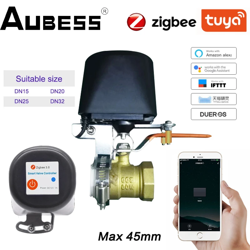 

Aubess Tuya Zigbee Water Valve Smart Gas Valve Controller Smart Life APP Control Works With Water Sensor Alexa Google Assistant