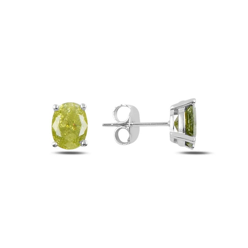 

Silver 925 Sterling 6x8mm Oval Zircon Engagement Earrings