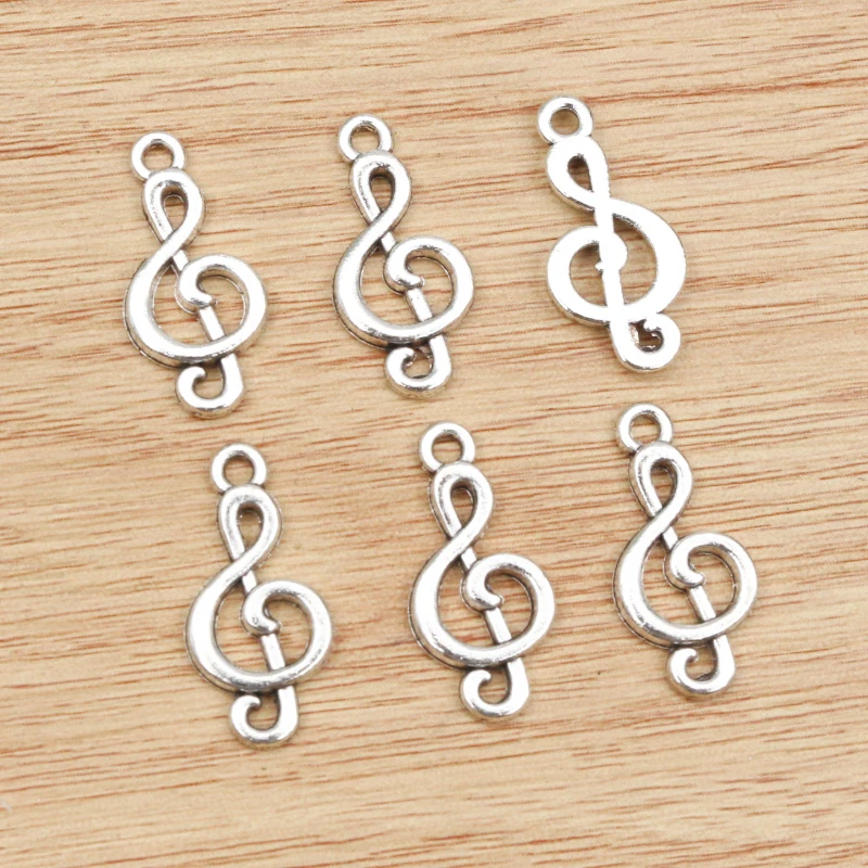 20 шт 23x11 мм антикварные посеребренные музыкальные Подвески ручной работы подвески: сделай сам для браслета ожерелье
