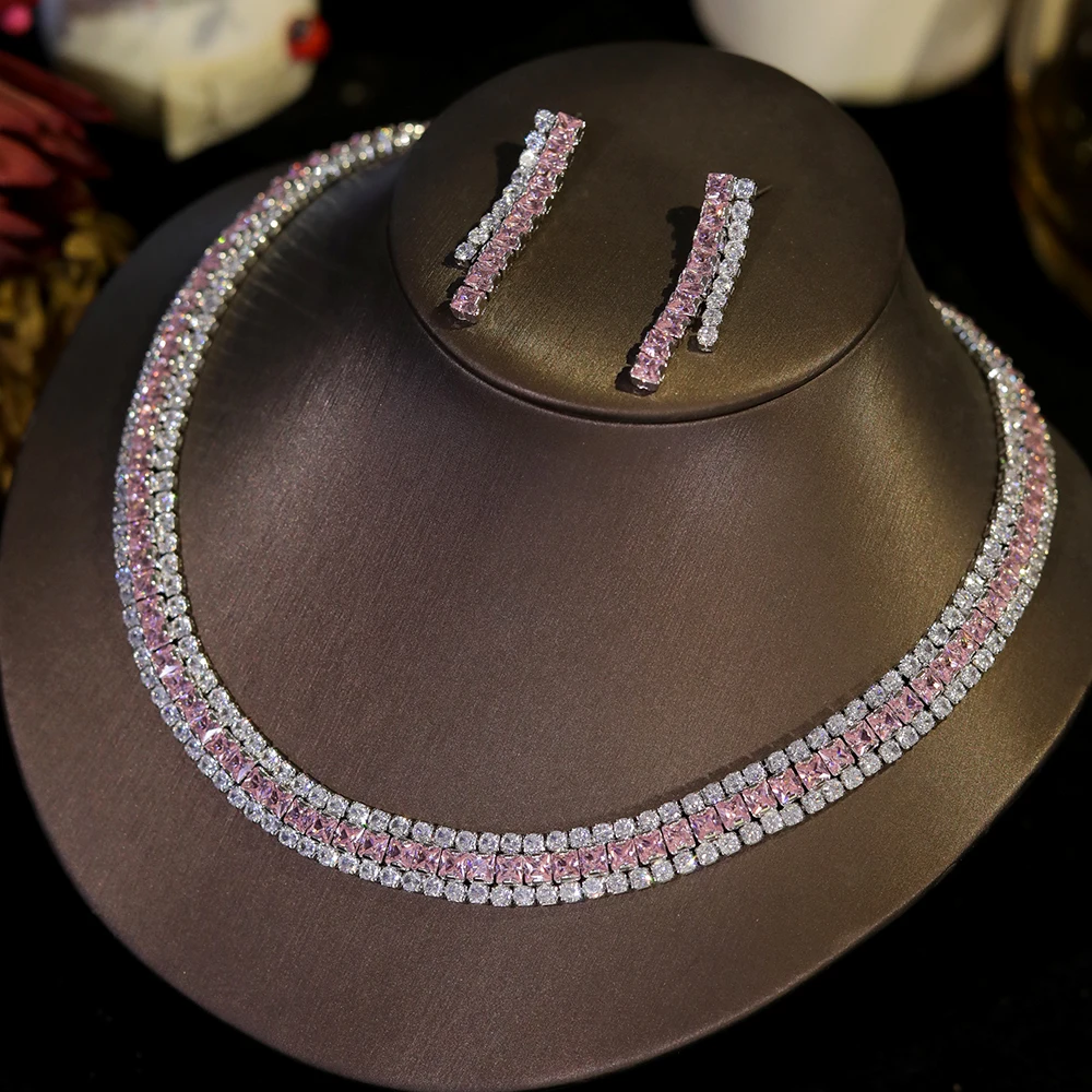 ASNORA свадебное круглое ожерелье с цирконием высококачественный розовый комплект