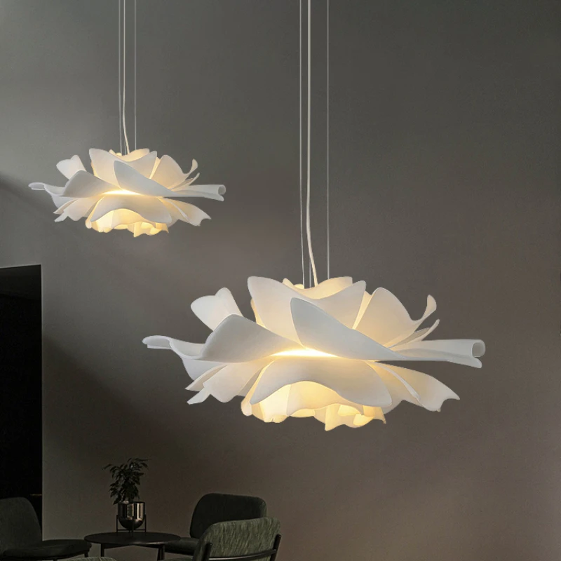 

Подвесные светильники в скандинавском стиле с цветами, современная простая белая лампа для спальни, дизайнерская кухонная люстра, украшение для детской комнаты