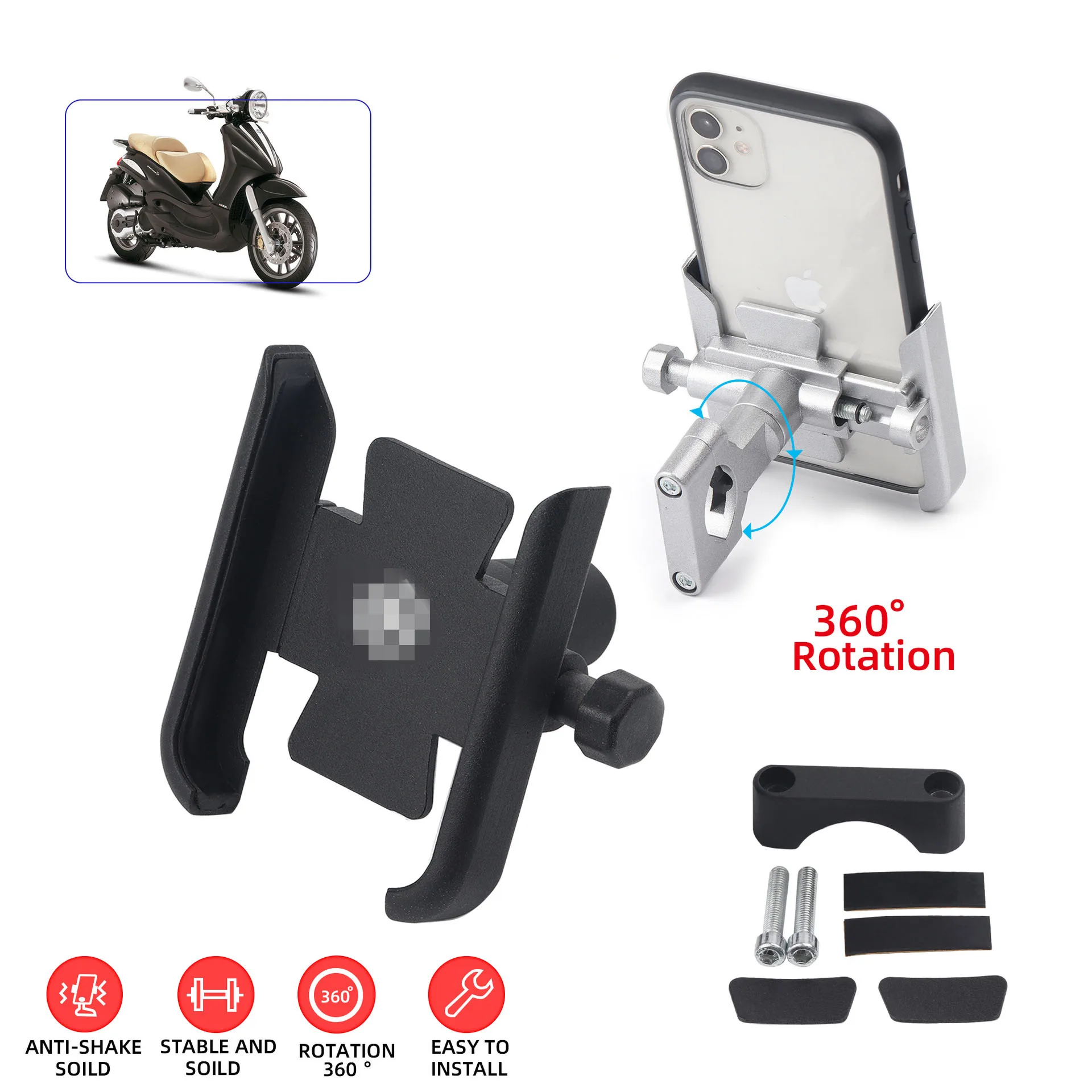 

For Piaggio Beverly 300 MP3 500 Medley Liberty Zip 50 150 125 Motorcycle Handlebar Mobile Phone Holder GPS Stand CNC Accessories