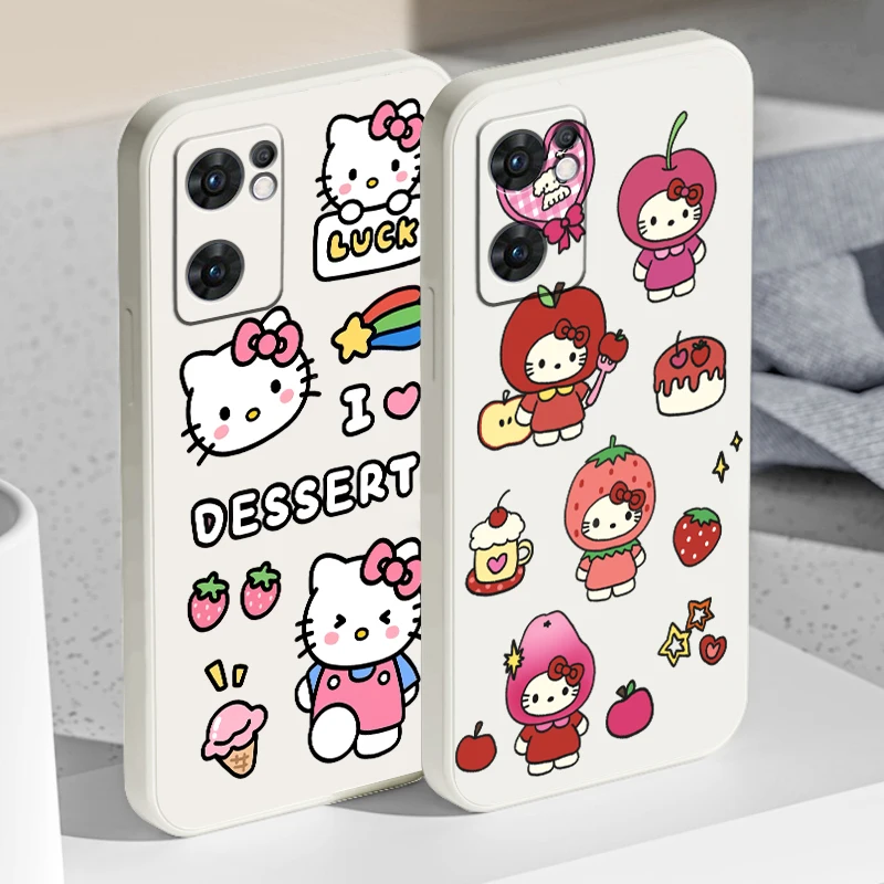 Чехол для телефона Sanrio Hello Kitty OPPO A73 A31 2020 Reno7 SE 6 5 4 2 Z Lite Pro Plus 5G 4G Funda Liquid троса