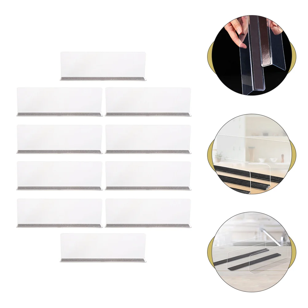 

10 Pcs Transparent Shelf Dividers Bookshelf Separators Clear Purses Clothes Shelves Magnetic Clapboards Closet Library