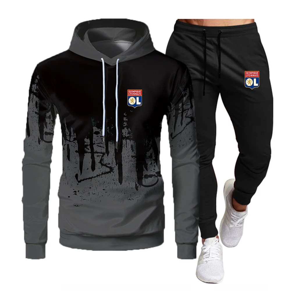 

Spring and Autumn Cotton Set Hooded Pullover+Pants Two Piece Football Training New Set Running Set Outdoor Sports Winter Set