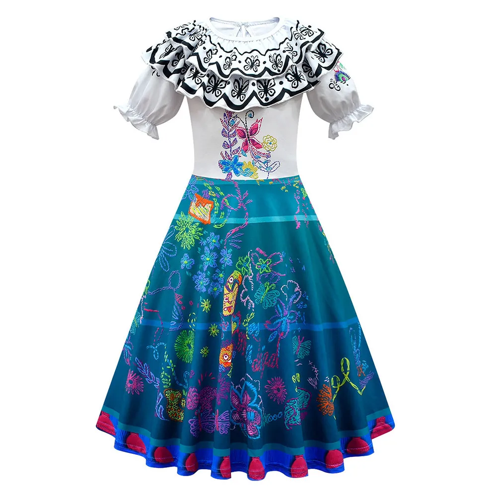 Костюм Мирабель для девочек с сумкой, серьгами и очками для карнавала на Хэллоуин.