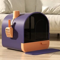 cat litter box is fully enclosed odor proof and splash proof cute drawer type large two way access cat toilet cat supplies pets
