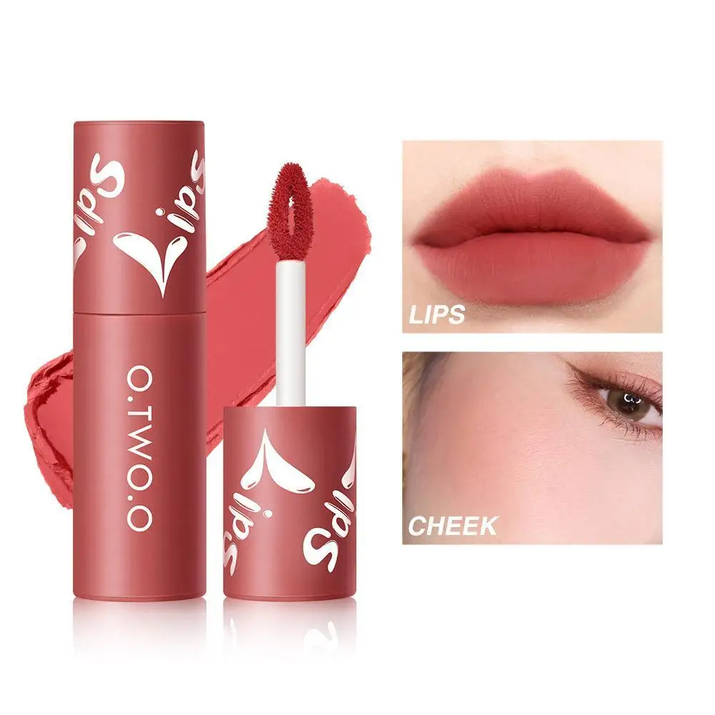 

O.TWO.O Velvet Matte Liptint Lip & Cheek Mud Dual-use Lip Clay High Pigmented Long Lasting Not Dry Concealing Lip Lines 12Colors