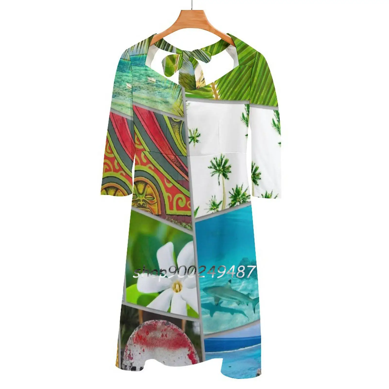 

Элегантное платье с квадратным вырезом и принтом