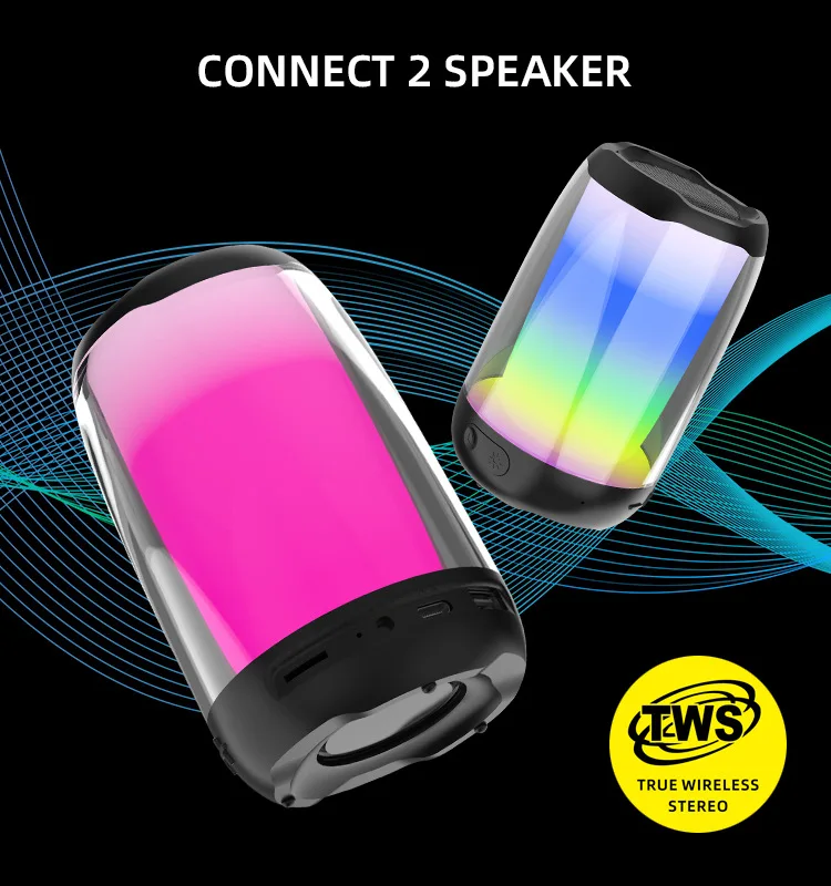 

Wireless Bluetooth Speaker Portable Plug-in card Outdoor Subwoofer IPX6 Waterproof Dazzling Light Speakers Colorful 360° Sound