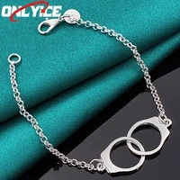 925 sterling silver double round handcuffs bracelet ladies glamour party wedding engagement fashion jewelry