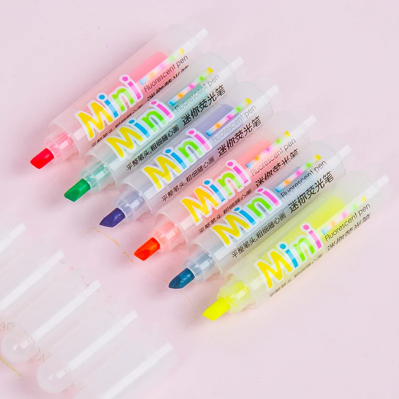 

1pcs Mini highlighter portable marker pen hand account pen affordable student color highlighter