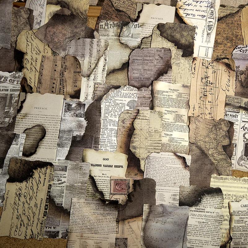 

Yoofun 30pcs/pack Retro Burned Journaling Decorative Papers Burning Vintage Material Paper for Scrapbooking Craft Making