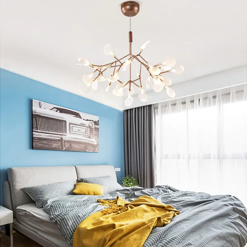 Современная светодиодная люстра с изобрасветодиодный ением листьев дерева