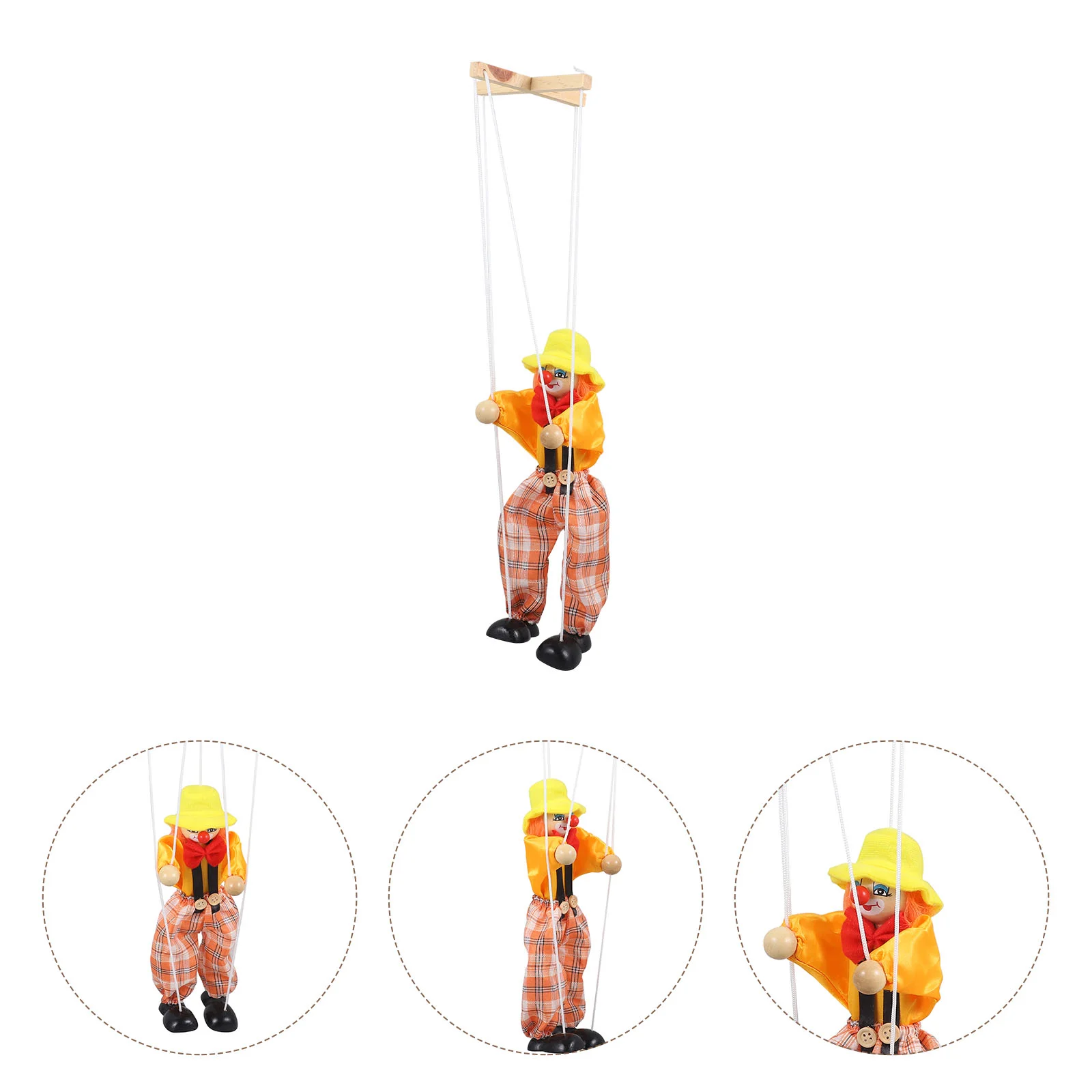

Wooden Marionette Funny Clown String Puppet Interesting Interactive Toy