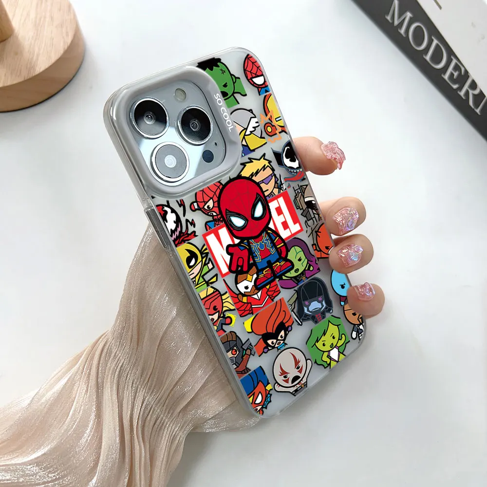 Marvel Iron Spider-Man Deadpool Cover Phone Case For Apple iPhone 16 14 15 11 12 13 Pro Max PLUS Hard Shockproof Funda Capa