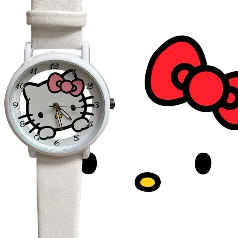 

Kawaii Sanrio Anime Hello Kitty Quartz Watch Cute Cartoon Lovely Whitening Niche Fashion Rotundity Sweet Pointer Type for Girls