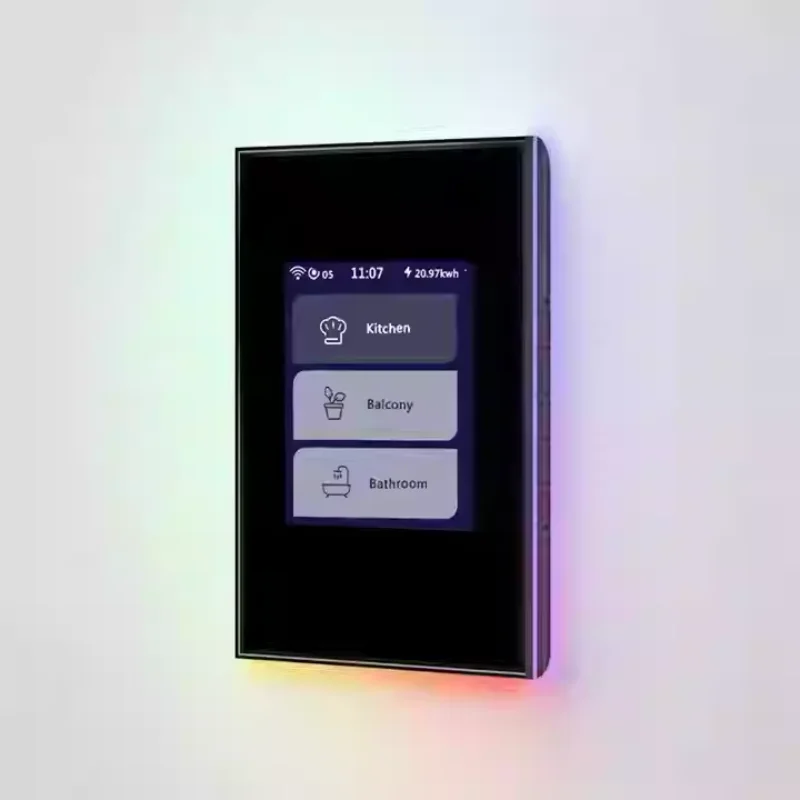 Фото Matter Умный дом Wi-Fi Светодиодный экран Переключатель Tuya Alexa Google Home Siri Голосовое управление Многосторонний настенный переключатель для дома Automa №2